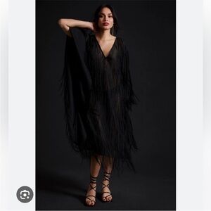 Anthropologie Maeve Fringed Shine Kaftan